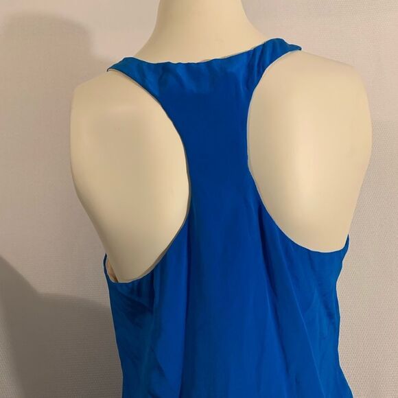 Lavendar Brown Womens Tank Top Blue Silk V Neck Racerback Size Small - Picture 8 of 13